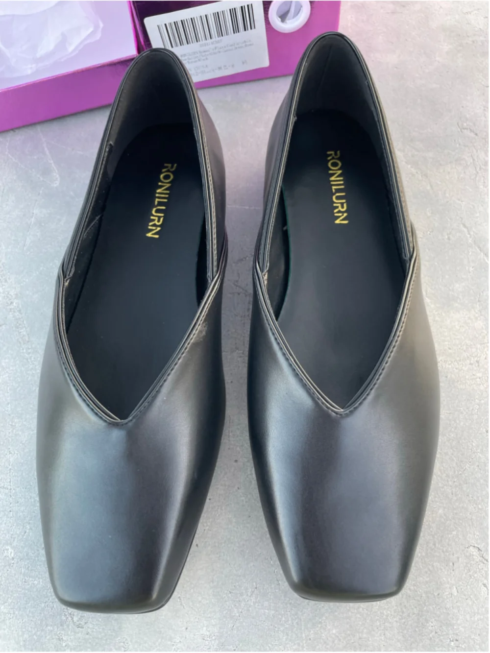 Women's RONILURN Black Square Toe Ballet Flats Size 8